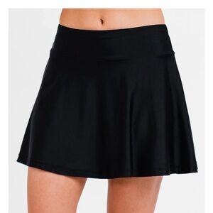 Calypsa Flowy Swim Skort With Shorts~Medium~Black